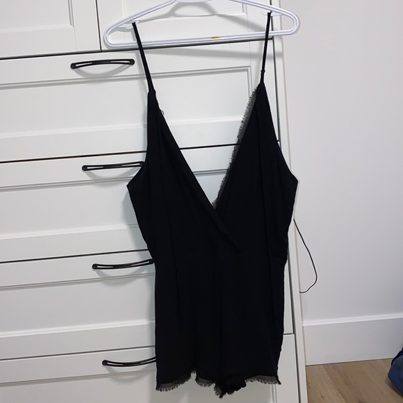 Deep V Neck Black Romper - Picture 1 of 5